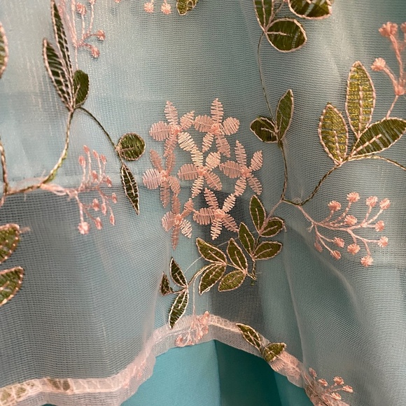 Turquoise Dip Hem Dress with Adjustable Straps and Removable Bra Padding - Picture 4 of 4